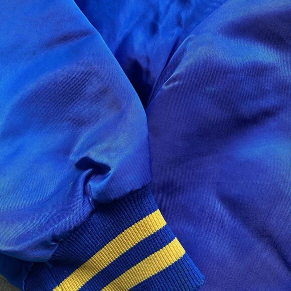 Vintage Milwaukee Brewers Pyramid Satin Jacket Small Blue Yellow Glove Logo 70s - Picture 5 of 11